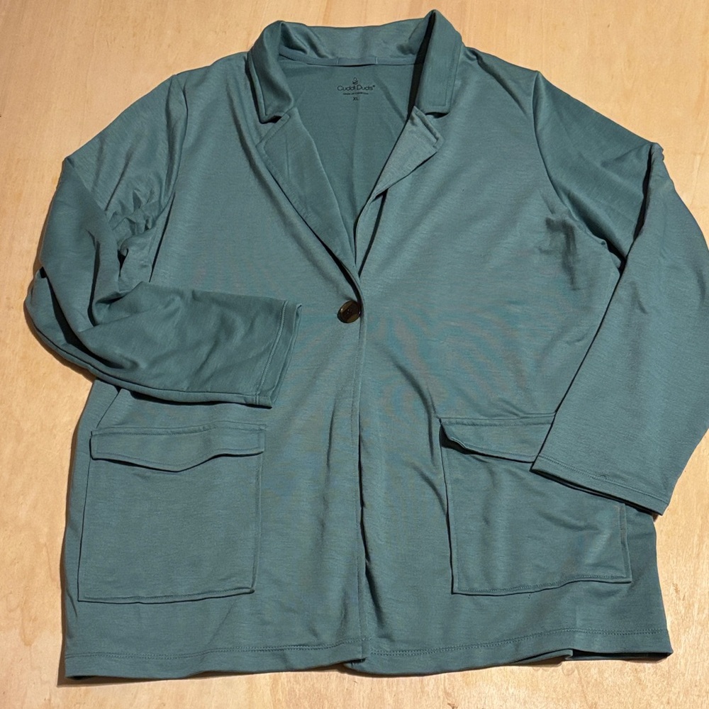 Cuddl Duds Sea Green One Button Casual Jacket Sz XL